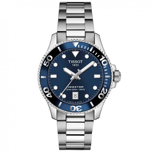 Tissot Seastar 1000 watch blue dial 36mm T1202101104100