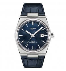 Tissot PRX Powermatic 80 watch blue dial 40 mm leather strap T1374071604100