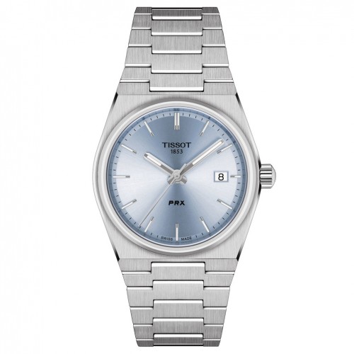 Tissot PRX watch 35mm light blue dial steel bracelet T1372101135100