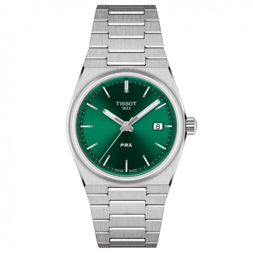 Tissot PRX watch 35mm green dial steel bracelet T1372101108100