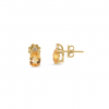 Pendientes botón en oro amarillo de 18 quilates 2 diamantes 1 citrino