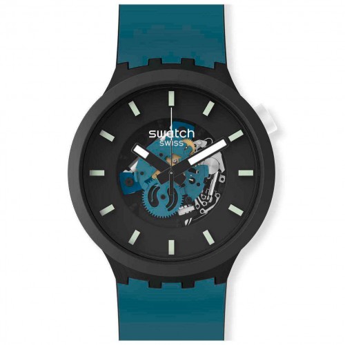 Swatch Big Bold bioceramic NIGHT TRIP watch blue strap SB03B107