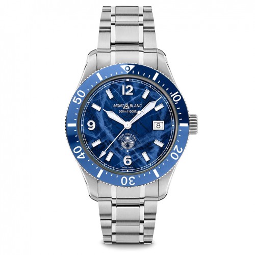 Reloj automático Montblanc 1858 Iced sea cerámica esfera azul 129369
