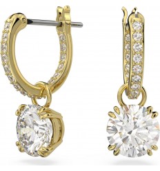 Swarovski Constella round cut earrings white gold tone plating 5638802