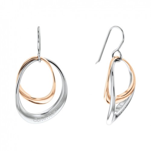 Arracades de cércols acer bicolor Calvin Klein Warpen Rings 35000003