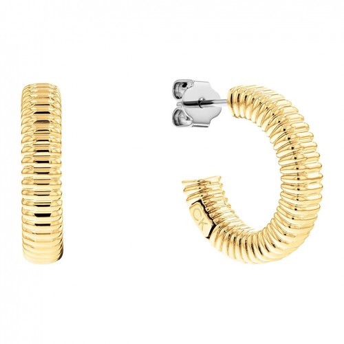 Pendientes aro acero baño oro amarillo texturizado Calvin Klein 35000032
