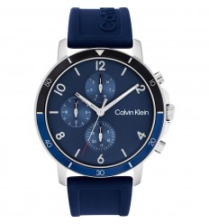 Reloj Calvin Klein Gauge Sport 46mm esfera azul correa silicona 25200071