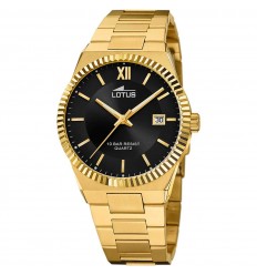 Lotus men's watch black dial gold stainless steel bracelet 18837/3