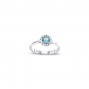 18K white gold ring with swiss blue topaz and 15 brilliant cut diamonds
