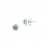 Pendientes oro blanco de 18 quilates topacio azul suizo 30 diamantes