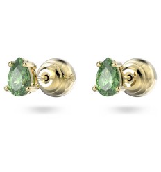 Swarovski Stilla stud earrings pear cut green crystal gold-tone 5639120