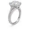 Cocktail Swarovski ring square cut white crystals rhodium plated 5638549