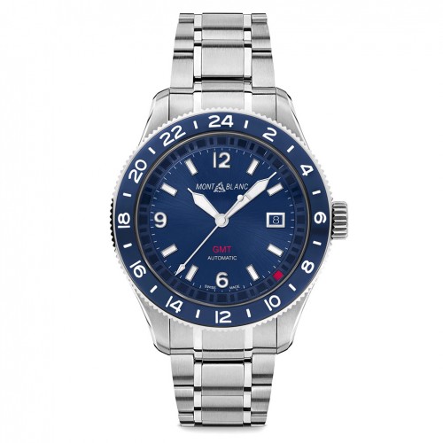 Reloj automático Montblanc 1858 GMT esfera azul brazalete acero 129616