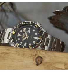 Rellotge Seiko 5 Sports automàtic 4R36 acer esfera negra SRPD57K1
