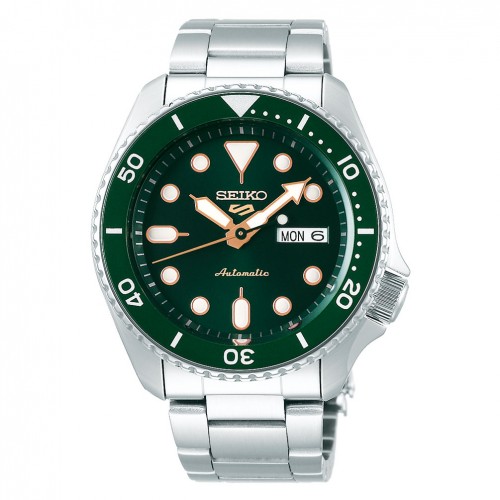 Reloj Seiko 5 Sports automático 4R36 acero esfera verde SRPD63K1