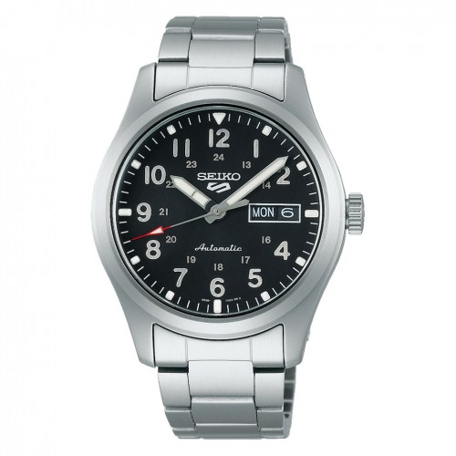 Seiko 5 Sports automatic watch steel strap black dial 39mm SRPG27K1
