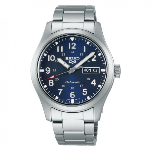 Reloj Seiko 5 Sports Field Military automático esfera azul SRPG29K1