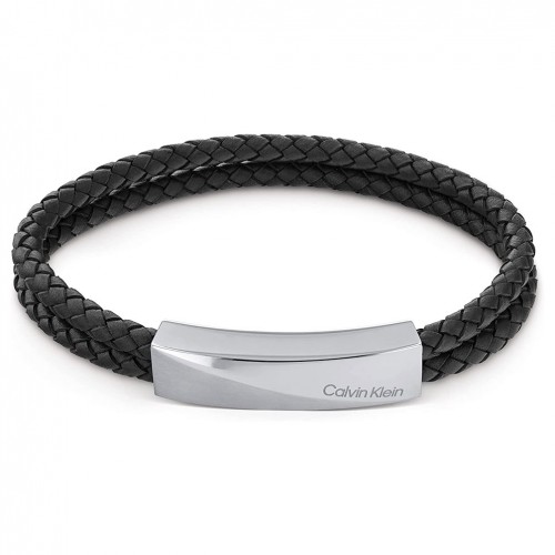 Calvin Klein Braided men's bracelet in black leather 35000097