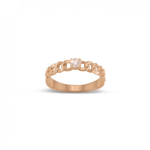 Anell en or rosa 18 quirats amb 1 diamant central talla brillant