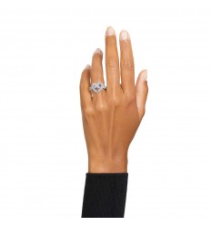 Anillo cóctel Matrix Swarovski tallas mixtas corazón blanco baño rodio