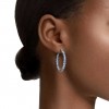 Swarovski Matrix hoop earrings round cut blue rhodium plated 5647446