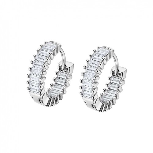 Lotus Silver hoop earrings Glam silver and zircons LP3115-4/1