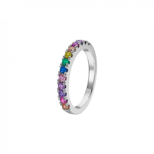 Lotus Silver Rainbow multi-colored zircons and silver ring