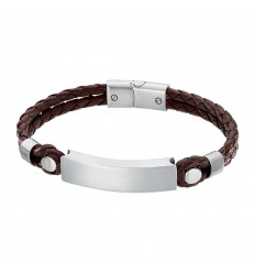 Pulsera Lotus Style LS2103-2/1 hombre acero mate y cuero marrón
