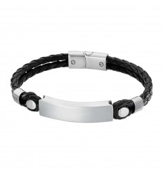 Pulsera Lotus Style LS2103-2/2 hombre acero mate y cuero negro