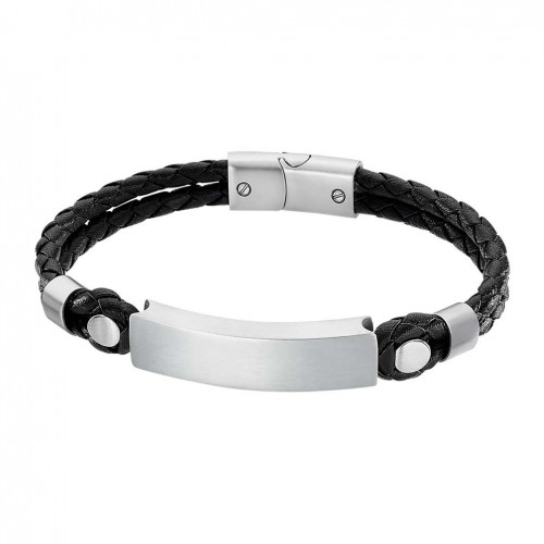 Braçalet Lotus Style LS2103-2/2 home en acer mat i cuir negre