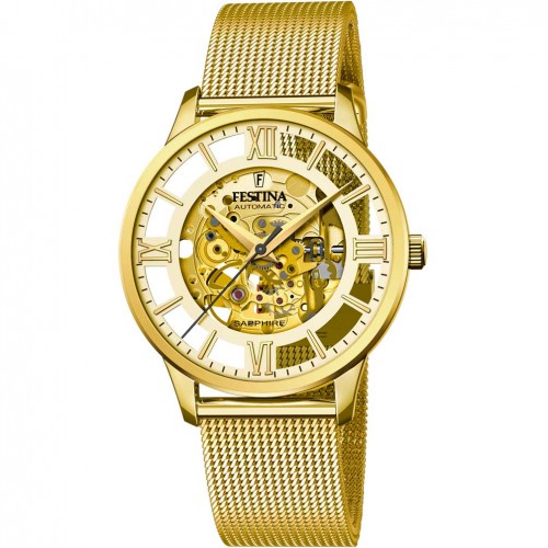 Rellotge Festina home automàtic acer or daurat braçalet malla F20667/1