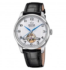 Jaguar J966/1 men's watch automatic gray silver black leather strap