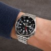 Seiko 5 Sports Style GMT watch black dial steel bracelet SSK001K1