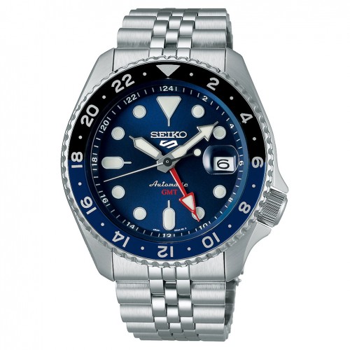 Seiko 5 Sports Style GMT watch blue dial steel bracelet SSK003K1