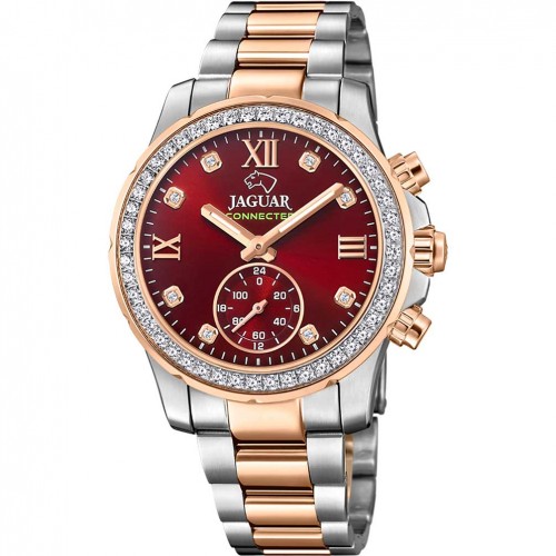 Jaguar Lady Connected watch red dial bicolor steel bracelet J981/3