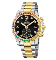 Jaguar Lady Connected black dial bicolor steel multicolor bezel J982/5