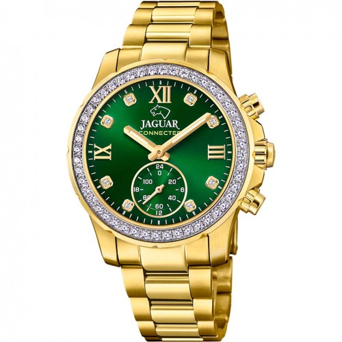 Jaguar Lady Connected watch green dial IP gold steel bracelet J983/5