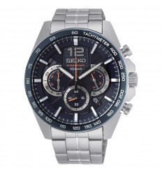 Seiko Neo Sports chronograph watch 44mm blue steel bracelet SSB345P1