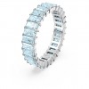 Anillo Matrix Swarovski cristales azules talla baguette baño de rodio