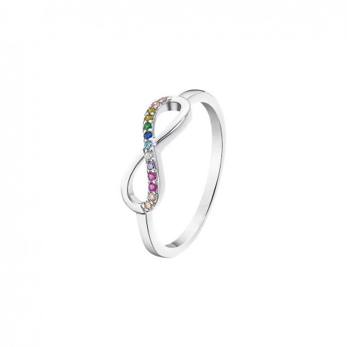 Infinity ring Lotus Silver silver and multi colored zircons LP1872-3/214