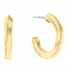 Pendientes aro Calvin Klein Twisted ring acero tono dorado 35000311