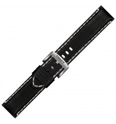 Corretja Tissot de pell negra i repunt blanc de 22mm T600044982