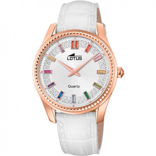 Lotus Bliss women leather rose gold bezel multicolored indices 18901/1