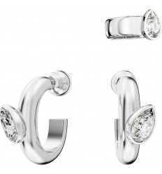 Dextera Swarovski hoop earrings with ear cuff rhodium plated 5671192