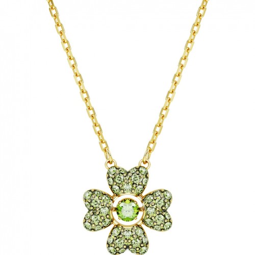 Swarovski Idyllia pendant clover green crystals gold tone 5671144