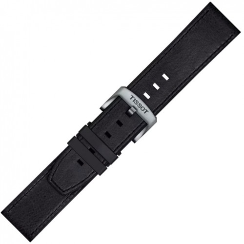 Black leather and rubber strap Tissot T-Touch Connect Solar models T121420A T852047779 23mm