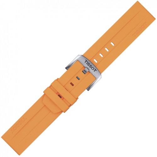 Correa Tissot en silicona color naranja y hebilla de 22mm T852047918