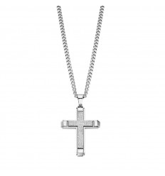 Lotus Style cross-shaped stainless steel necklace LS2256-1/1