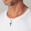 Lotus Style cross necklace for men in black stainless steel LS1983-1/1
