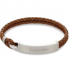 Calvin Klein men's bracelet 35000405 stainless steel brown leather